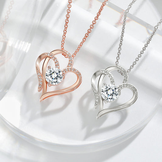 Beautiful Love Necklace With Rhinestones Ins Personalized Heart-shaped Necklace