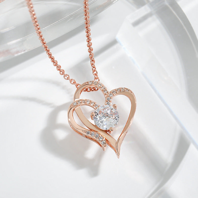 Beautiful Love Necklace With Rhinestones Ins Personalized Heart-shaped Necklace