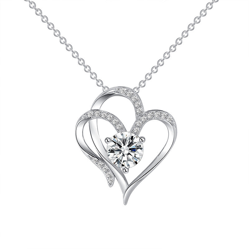 Beautiful Love Necklace With Rhinestones Ins Personalized Heart-shaped Necklace